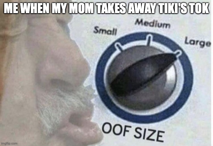 Oof size large | ME WHEN MY MOM TAKES AWAY TIKI'S TOK | image tagged in oof size large | made w/ Imgflip meme maker