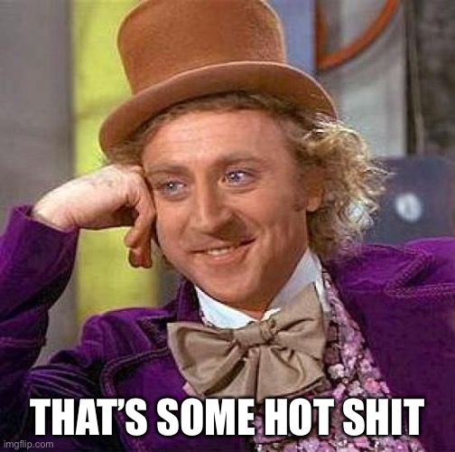 Creepy Condescending Wonka Meme | THAT’S SOME HOT SHIT | image tagged in memes,creepy condescending wonka | made w/ Imgflip meme maker