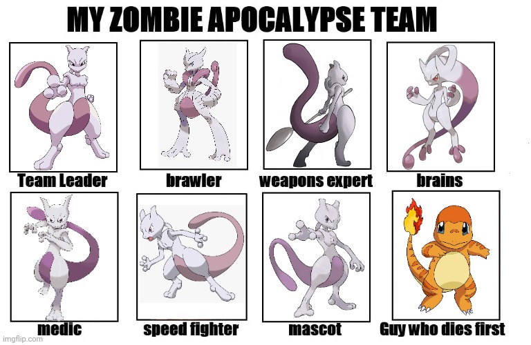 Poor Charmander-two | image tagged in my zombie apocalypse team,pokemon,memes | made w/ Imgflip meme maker