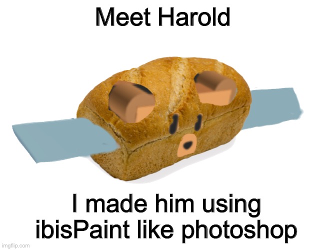 w h y 1 0 0 | Meet Harold; I made him using ibisPaint like photoshop | image tagged in ocs,photoshop,heh,lol | made w/ Imgflip meme maker