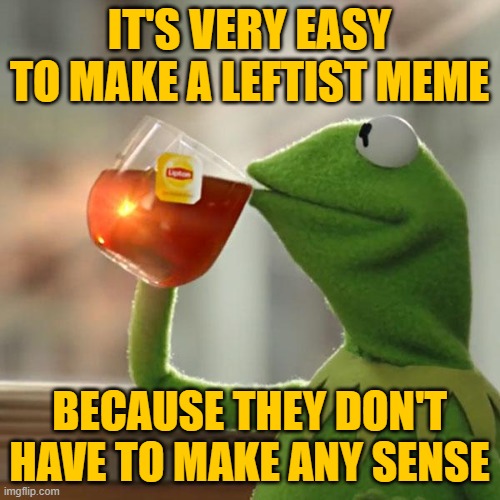 But That's None Of My Business Meme | IT'S VERY EASY TO MAKE A LEFTIST MEME BECAUSE THEY DON'T HAVE TO MAKE ANY SENSE | image tagged in memes,but that's none of my business,kermit the frog | made w/ Imgflip meme maker