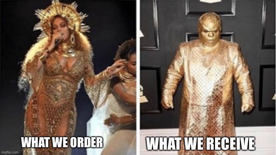 Ordered and Received | WHAT WE RECEIVE; WHAT WE ORDER | image tagged in funny,funny memes,funny meme,meme,fun,memes | made w/ Imgflip meme maker