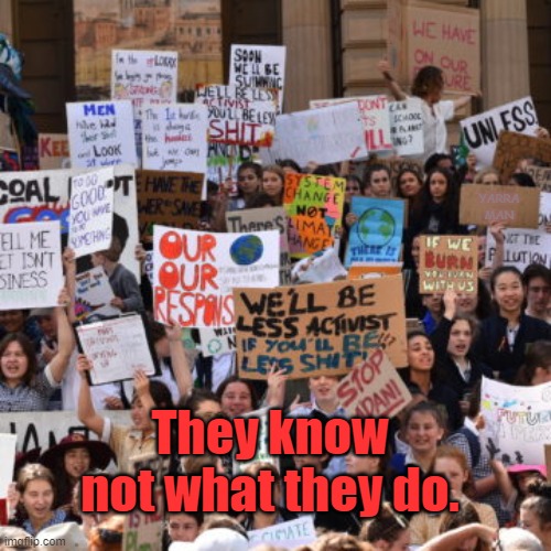 Climate Warriors | YARRA MAN; They know not what they do. | image tagged in climate warriors | made w/ Imgflip meme maker