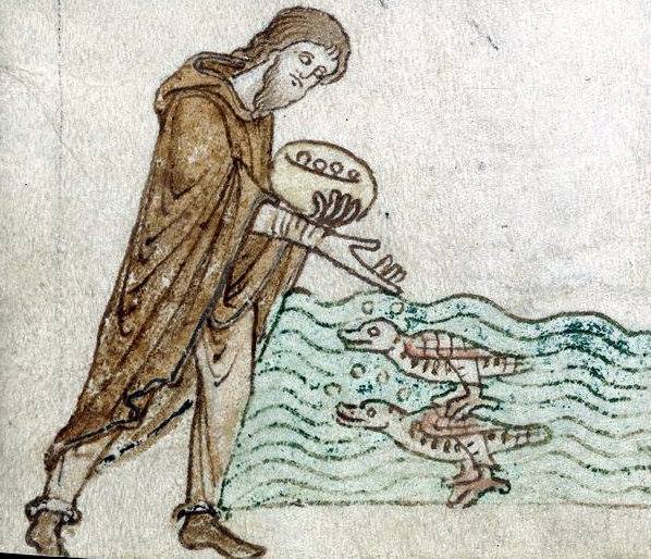 Medieval guy feeding ducks Blank Meme Template