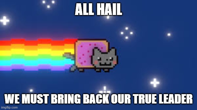 BRING BACK THE NYAN CAT | ALL HAIL; WE MUST BRING BACK OUR TRUE LEADER | image tagged in nyan cat | made w/ Imgflip meme maker