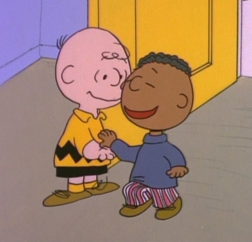 High Quality Charlie Brown and Franklin high five Blank Meme Template