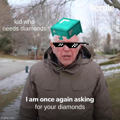 Bernie I Am Once Again Asking For Your Support | kid who needs diamonds; for your diamonds | image tagged in memes,bernie i am once again asking for your support | made w/ Imgflip meme maker