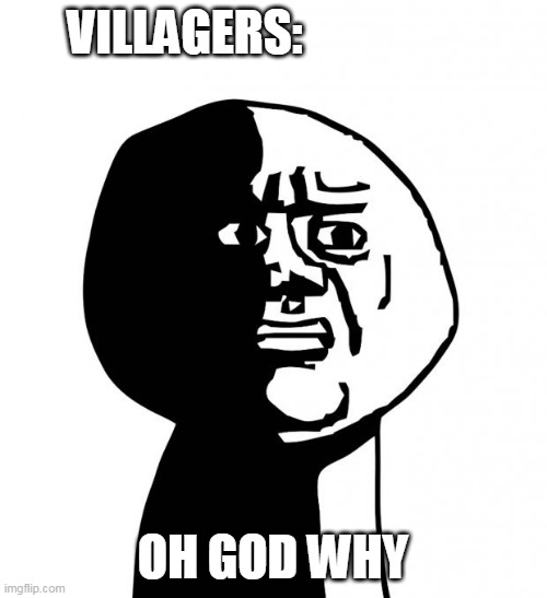 Oh god why | VILLAGERS: OH GOD WHY | image tagged in oh god why | made w/ Imgflip meme maker