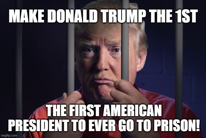 TRUMP FOR PRISON | MAKE DONALD TRUMP THE 1ST; THE FIRST AMERICAN PRESIDENT TO EVER GO TO PRISON! | image tagged in trump,prison,treason,1st,president,republican | made w/ Imgflip meme maker