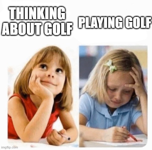 THINKING ABOUT GOLF; PLAYING GOLF | image tagged in golf | made w/ Imgflip meme maker