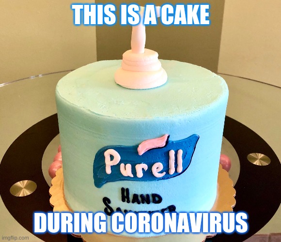 coronacake | THIS IS A CAKE; DURING CORONAVIRUS | image tagged in coronavirus,cake | made w/ Imgflip meme maker