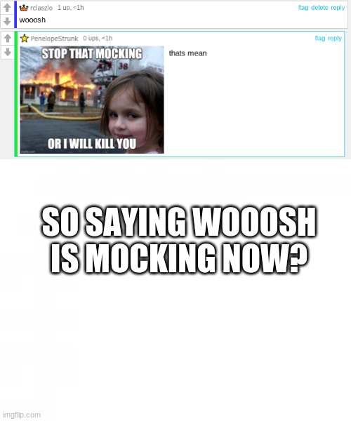 SO SAYING WOOOSH IS MOCKING NOW? | made w/ Imgflip meme maker