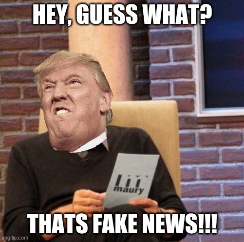 Maury Lie Detector | HEY, GUESS WHAT? THATS FAKE NEWS!!! | image tagged in memes,maury lie detector,fake news,donald trump,trump 2020 | made w/ Imgflip meme maker