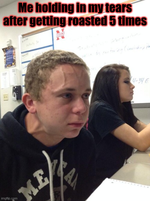 Hold fart | Me holding in my tears after getting roasted 5 times | image tagged in hold fart | made w/ Imgflip meme maker