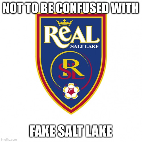 MLS | NOT TO BE CONFUSED WITH; FAKE SALT LAKE | image tagged in soccer | made w/ Imgflip meme maker