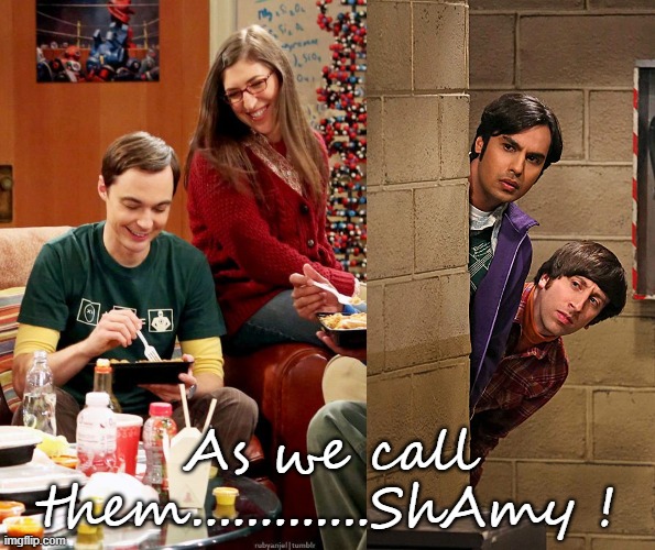 As we call them.............ShAmy ! | image tagged in the big bang theory,shamy,sheldon cooper,amy,funny | made w/ Imgflip meme maker