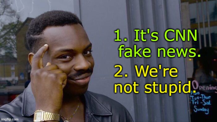 Roll Safe Think About It Meme | 1. It's CNN
 fake news. 2. We're not stupid. | image tagged in memes,roll safe think about it | made w/ Imgflip meme maker