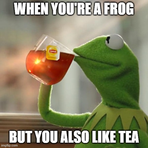 When you're a frog who likes tea | WHEN YOU'RE A FROG; BUT YOU ALSO LIKE TEA | image tagged in memes,but that's none of my business,kermit the frog | made w/ Imgflip meme maker