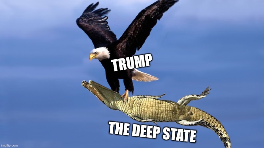 Draining the swamp | TRUMP; THE DEEP STATE | image tagged in trump 2020,drain the swamp,deep state,freedom | made w/ Imgflip meme maker