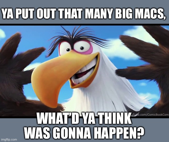 YA PUT OUT THAT MANY BIG MACS, WHAT’D YA THINK WAS GONNA HAPPEN? | made w/ Imgflip meme maker