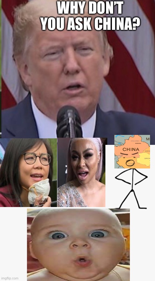 WHY DON’T YOU ASK CHINA? | image tagged in president trump | made w/ Imgflip meme maker