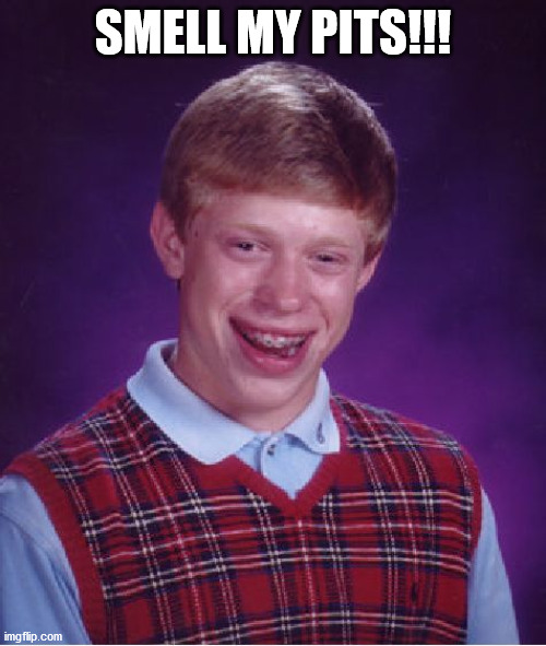 BLB SMP | SMELL MY PITS!!! | image tagged in memes,bad luck brian | made w/ Imgflip meme maker