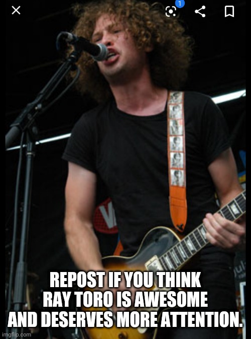 Ray Toro Deserves More Attention! | REPOST IF YOU THINK RAY TORO IS AWESOME AND DESERVES MORE ATTENTION. | image tagged in ray toro,mcr,my chemical romance,guitar god | made w/ Imgflip meme maker