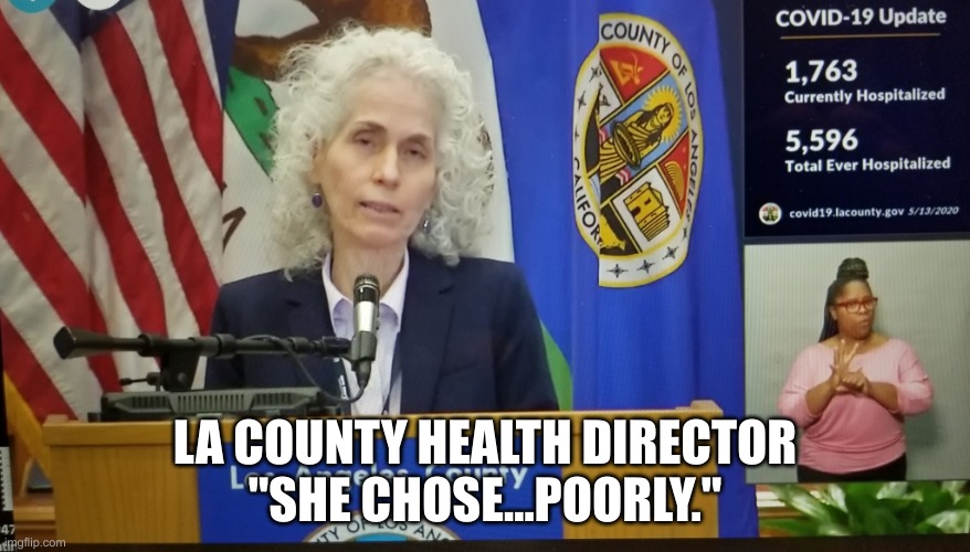 LA County Health Director - She chose...poorly. | LA COUNTY HEALTH DIRECTOR
"SHE CHOSE...POORLY." | image tagged in la county health director | made w/ Imgflip meme maker