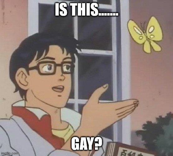 is this butterfly | IS THIS....... GAY? | image tagged in is this butterfly | made w/ Imgflip meme maker