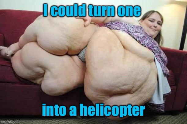 fat girl | I could turn one into a helicopter | image tagged in fat girl | made w/ Imgflip meme maker