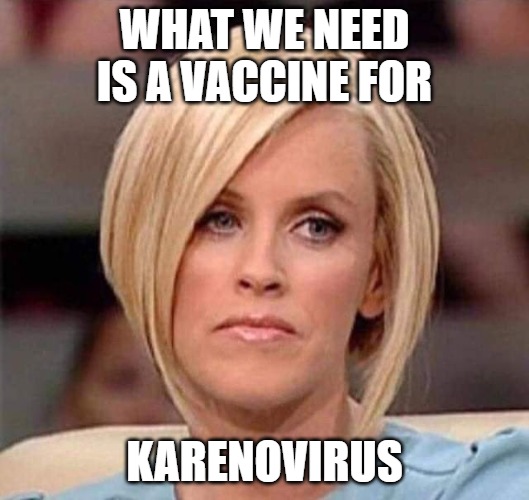 Karenovirus Vaccine | WHAT WE NEED IS A VACCINE FOR; KARENOVIRUS | image tagged in karen the manager will see you now | made w/ Imgflip meme maker