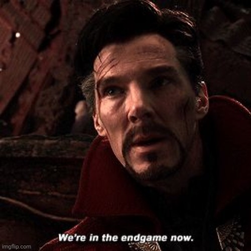 We're in the end game now | image tagged in we're in the end game now | made w/ Imgflip meme maker