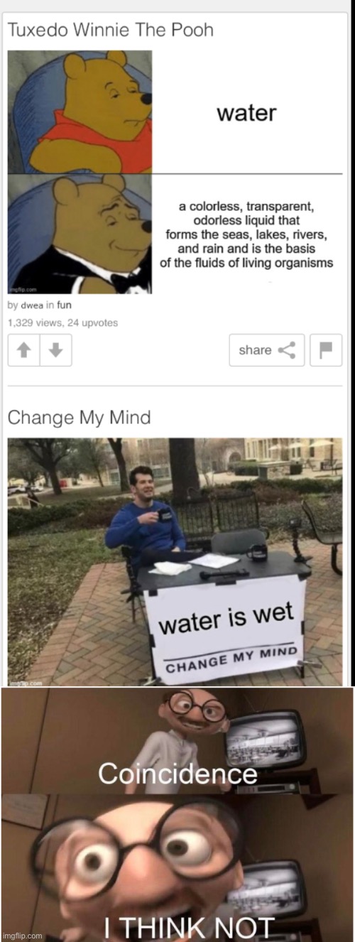 Water | image tagged in coincidence i think not,imgflip | made w/ Imgflip meme maker