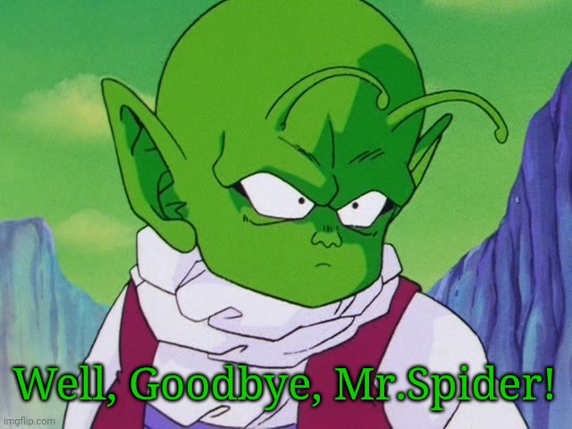 Quoter Dende (DBZ) | Well, Goodbye, Mr.Spider! | image tagged in quoter dende dbz | made w/ Imgflip meme maker