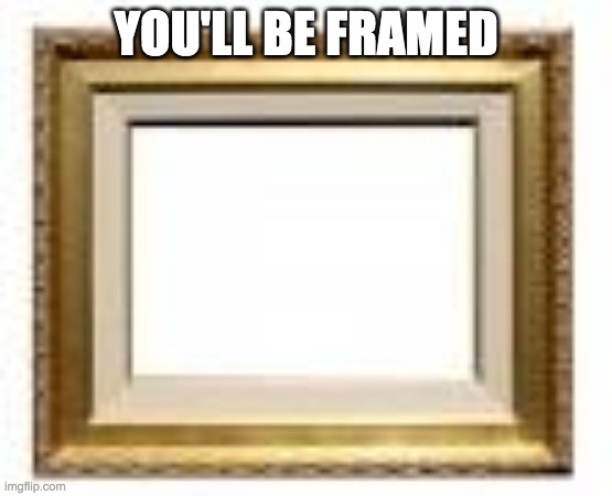 Picture frame | YOU'LL BE FRAMED | image tagged in picture frame | made w/ Imgflip meme maker