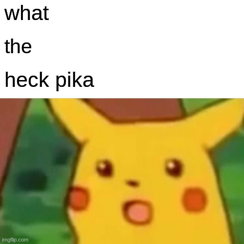 pika | what; the; heck pika | image tagged in memes,surprised pikachu | made w/ Imgflip meme maker