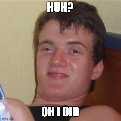 High/Drunk guy | HUH? OH I DID | image tagged in high/drunk guy | made w/ Imgflip meme maker