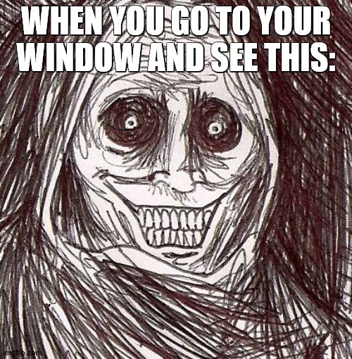 scary | WHEN YOU GO TO YOUR WINDOW AND SEE THIS: | image tagged in memes,unwanted house guest,cool | made w/ Imgflip meme maker