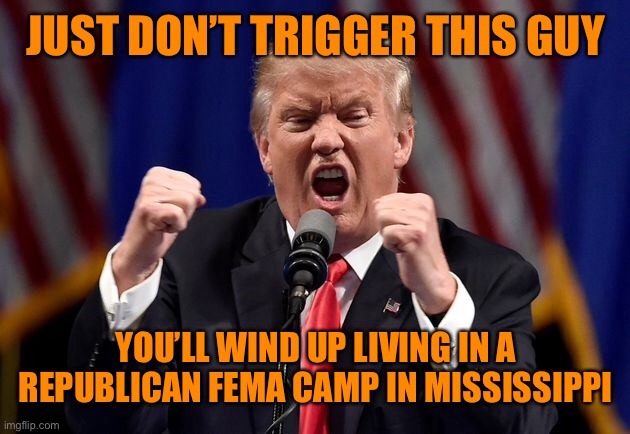 JUST DON’T TRIGGER THIS GUY YOU’LL WIND UP LIVING IN A REPUBLICAN FEMA CAMP IN MISSISSIPPI | made w/ Imgflip meme maker