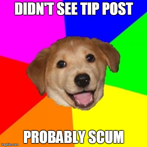 Advice Dog Meme | DIDN'T SEE TIP POST PROBABLY SCUM | image tagged in memes,advice dog | made w/ Imgflip meme maker