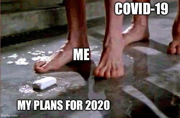 Drop | COVID-19; ME; MY PLANS FOR 2020 | image tagged in drop the soap | made w/ Imgflip meme maker