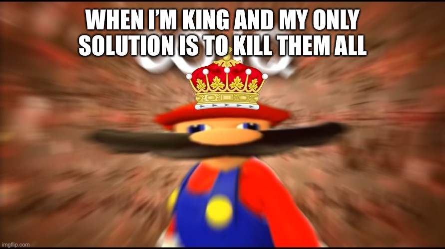 Monarchy simplified | WHEN I’M KING AND MY ONLY SOLUTION IS TO KILL THEM ALL | image tagged in infinity iq mario | made w/ Imgflip meme maker