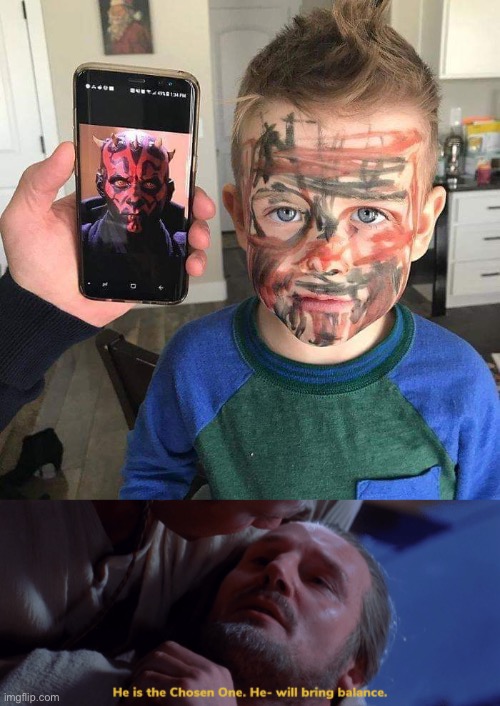 image tagged in darth maul kid,he is the chosen one | made w/ Imgflip meme maker