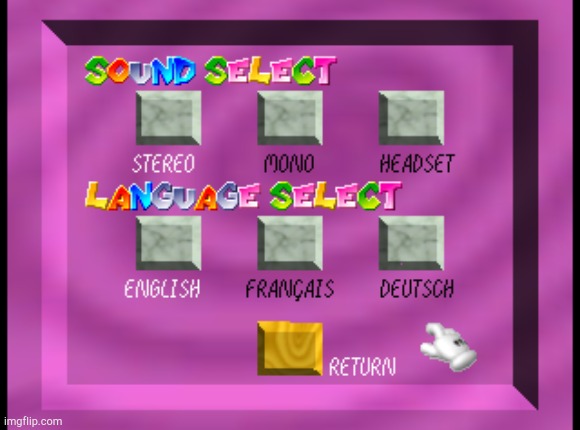 Super Mario 64 Options Screen | image tagged in super mario 64 options screen | made w/ Imgflip meme maker