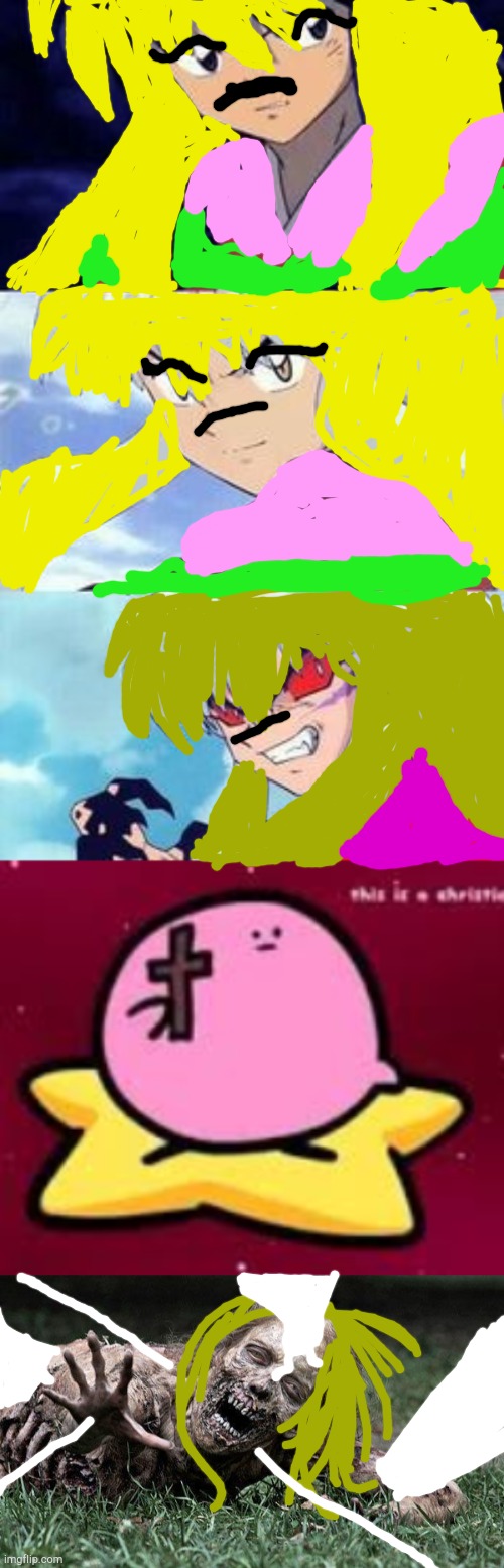 Kirby defeated demonic Tiff | image tagged in christian kirbo,tiff,the exorcist,kirby,nintendo | made w/ Imgflip meme maker