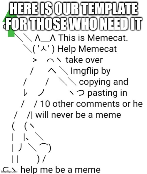 Memecat | HERE IS OUR TEMPLATE FOR THOSE WHO NEED IT | image tagged in memecat | made w/ Imgflip meme maker