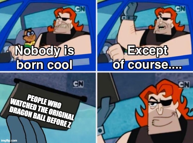 Nobody is born cool | PEOPLE WHO WATCHED THE ORIGINAL DRAGON BALL BEFORE Z | image tagged in nobody is born cool | made w/ Imgflip meme maker