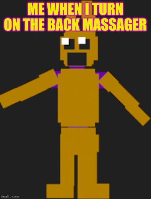 Me when a use the back massage | ME WHEN I TURN ON THE BACK MASSAGER | image tagged in massager | made w/ Imgflip meme maker