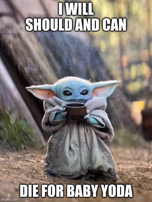 baby yoda FOREVER | I WILL SHOULD AND CAN; DIE FOR BABY YODA | image tagged in baby yoda | made w/ Imgflip meme maker