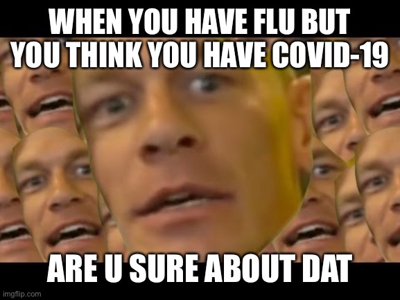 Are you sure about that | WHEN YOU HAVE FLU BUT YOU THINK YOU HAVE COVID-19; ARE U SURE ABOUT DAT | image tagged in are you sure about that,covid-19 | made w/ Imgflip meme maker